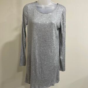 NWOT Laundry by Design grey sequin dress. Size XS extra small